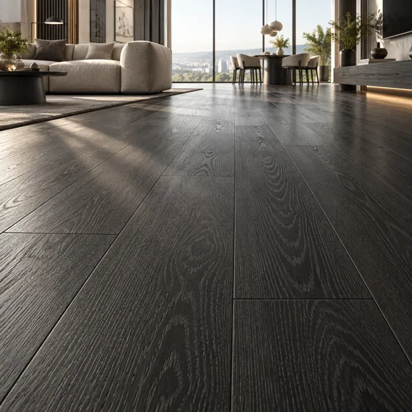 Charcoal Black Deep Grain Oak Parquet Texture back
