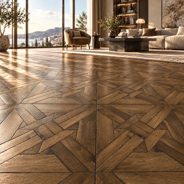 Warm Brown Interlocking Square Parquet Texture back