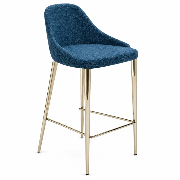 Deep Blue Counter Stool – Gold Frame 3D Model