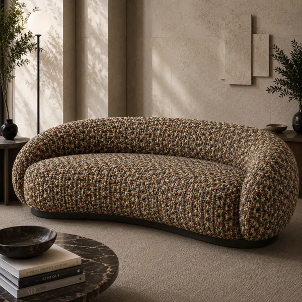 Beige, Charcoal & Rust Basket Weave Woven Fabric Texture back