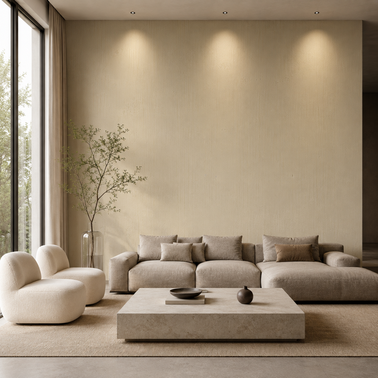 Warm Ivory Vertical Streak Plaster Texture 2