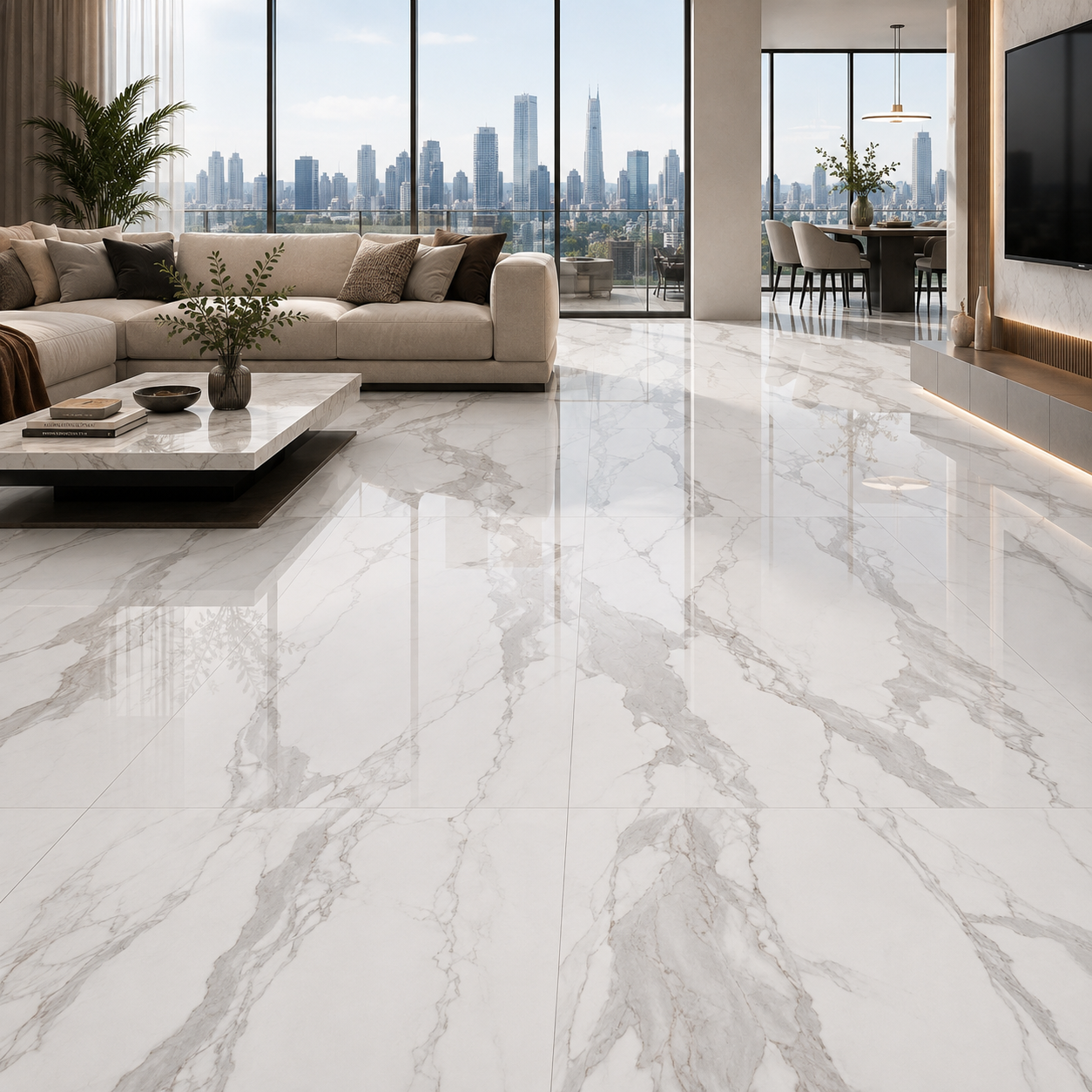 Bold Gray Vein White Ceramic Texture 2