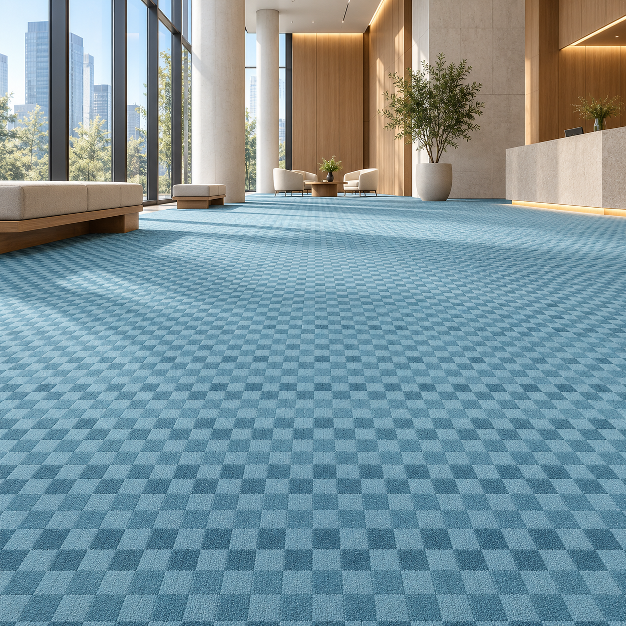 Cool Blue Pixel Grid Woven Carpet Texture 4