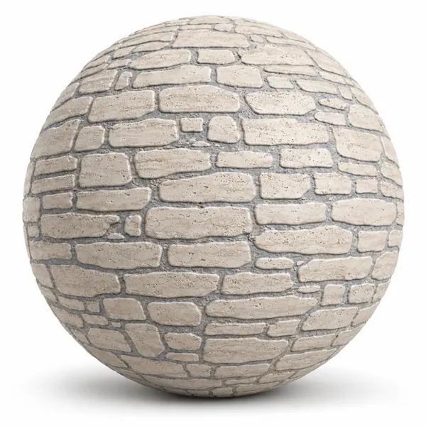 Ivory Stone Wall – Rounded Blocks with Gray Mortar
