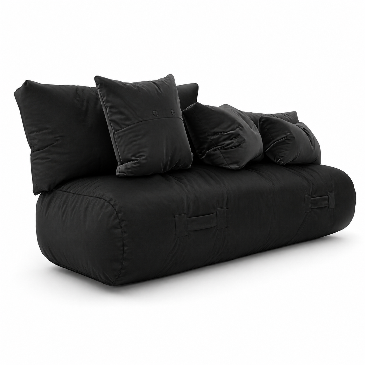 Black Modular Lounge Sofa – Oversized Pillow Back 3D Model