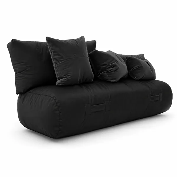 Black Modular Lounge Sofa – Oversized Pillow Back 3D Model