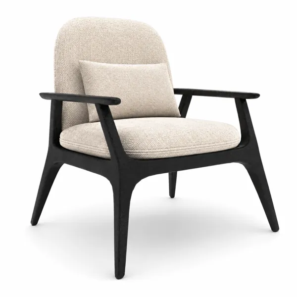 Beige Armchair with Black Wood Frame 3D Model