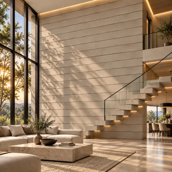 Warm Beige Smooth Horizontal Jointed Concrete Panel Texture back