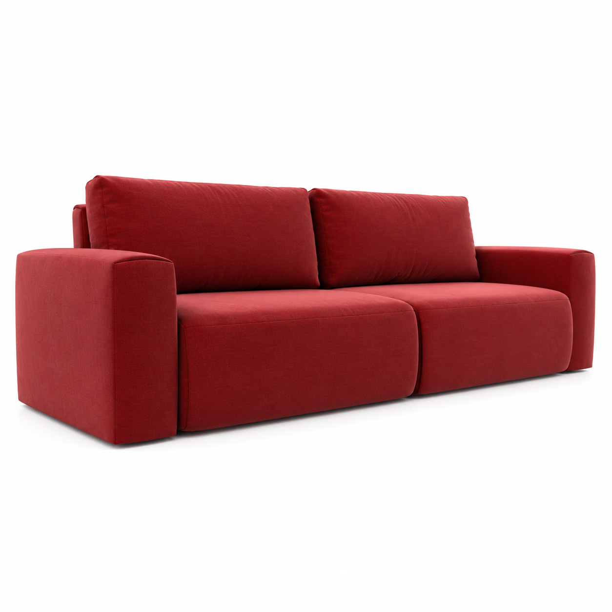 Modern Red Fabric Sofa – Wide Square Arms 3D Model
