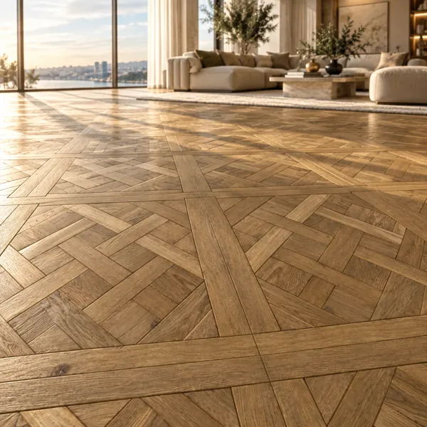 Warm Golden Basket Weave Oak Parquet Texture back