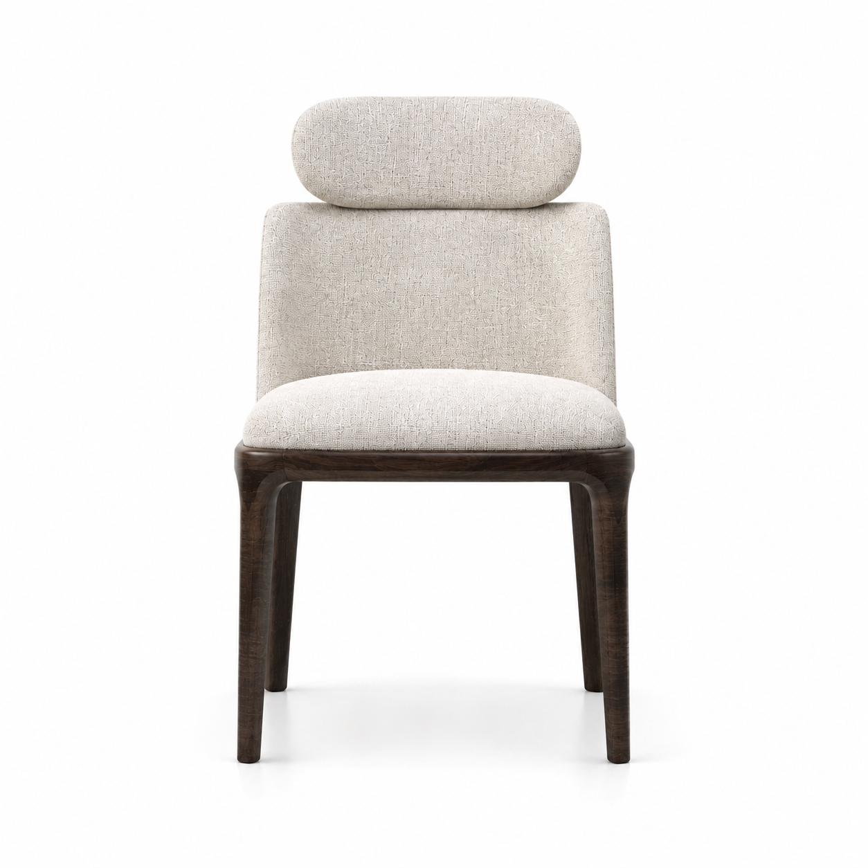 Beige Upholstered Armchair – Dark Wood Frame 3D Model 3