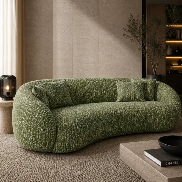 Chunky Basket Weave Sage Green Fabric Texture back