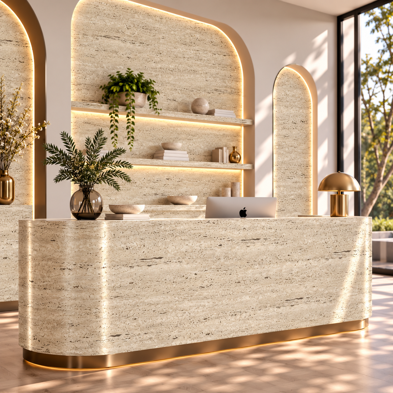 Pale Sand Beige Fine Pitted Horizontal Travertine Texture 2