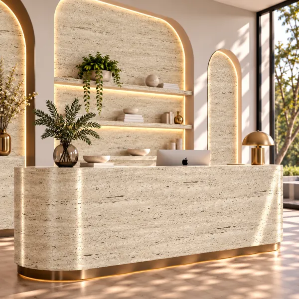 Pale Sand Beige Fine Pitted Horizontal Travertine Texture back