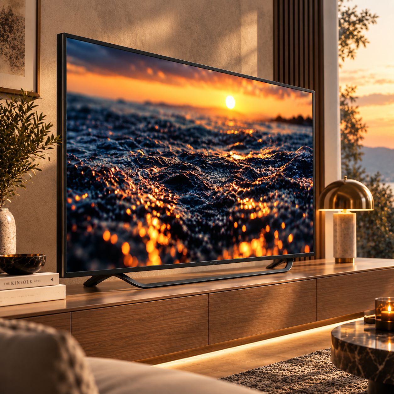 Open Frame Base Flat Screen TV 3D Model 2