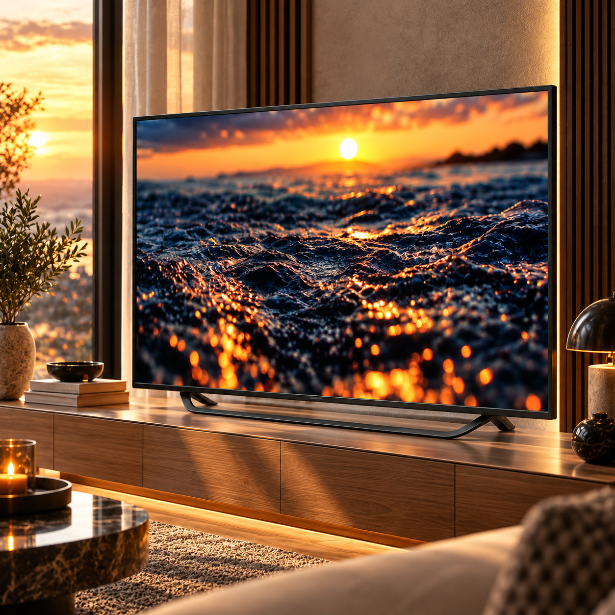 Open Frame Base Flat Screen TV 3D Model 4