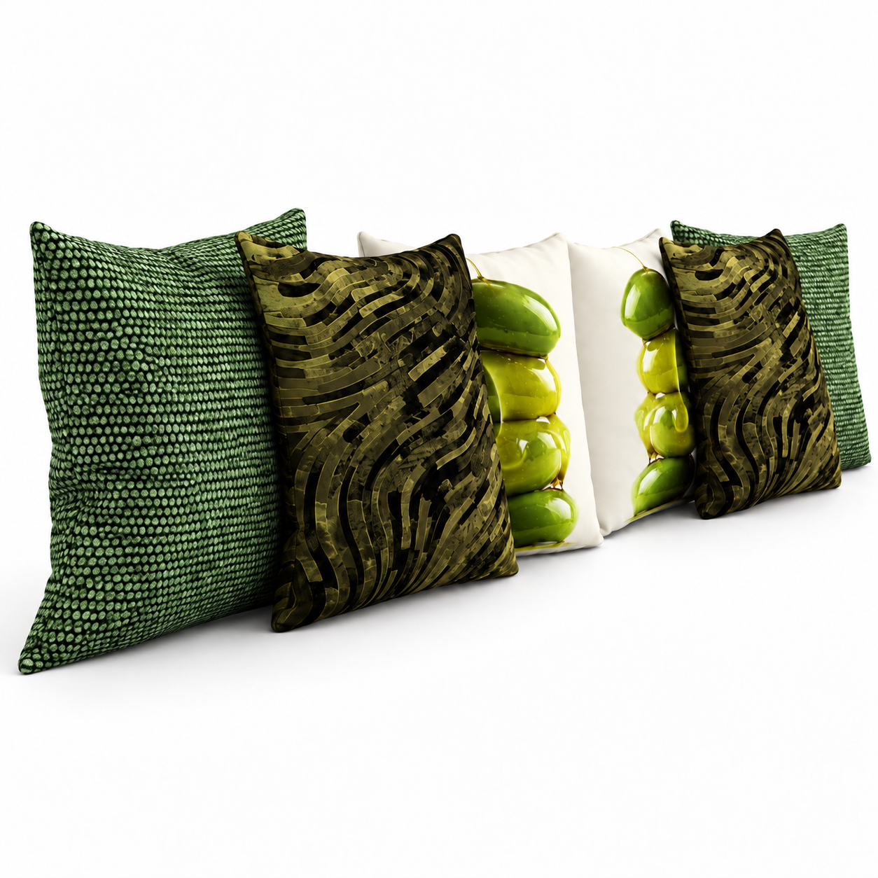 Green Olive Graphic Decorative Pillow Set 3D Model 3