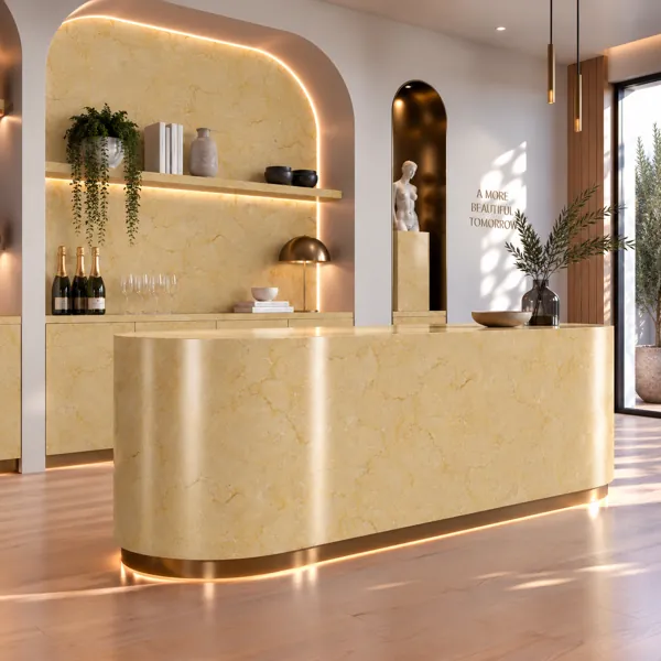 Warm Golden Beige Fine Vein Marble Texture back