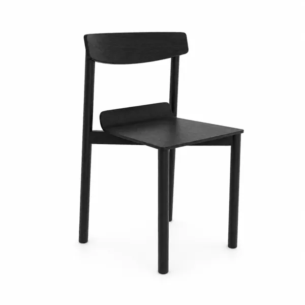 Black Wood Chair – Curved Open Back 3D Model