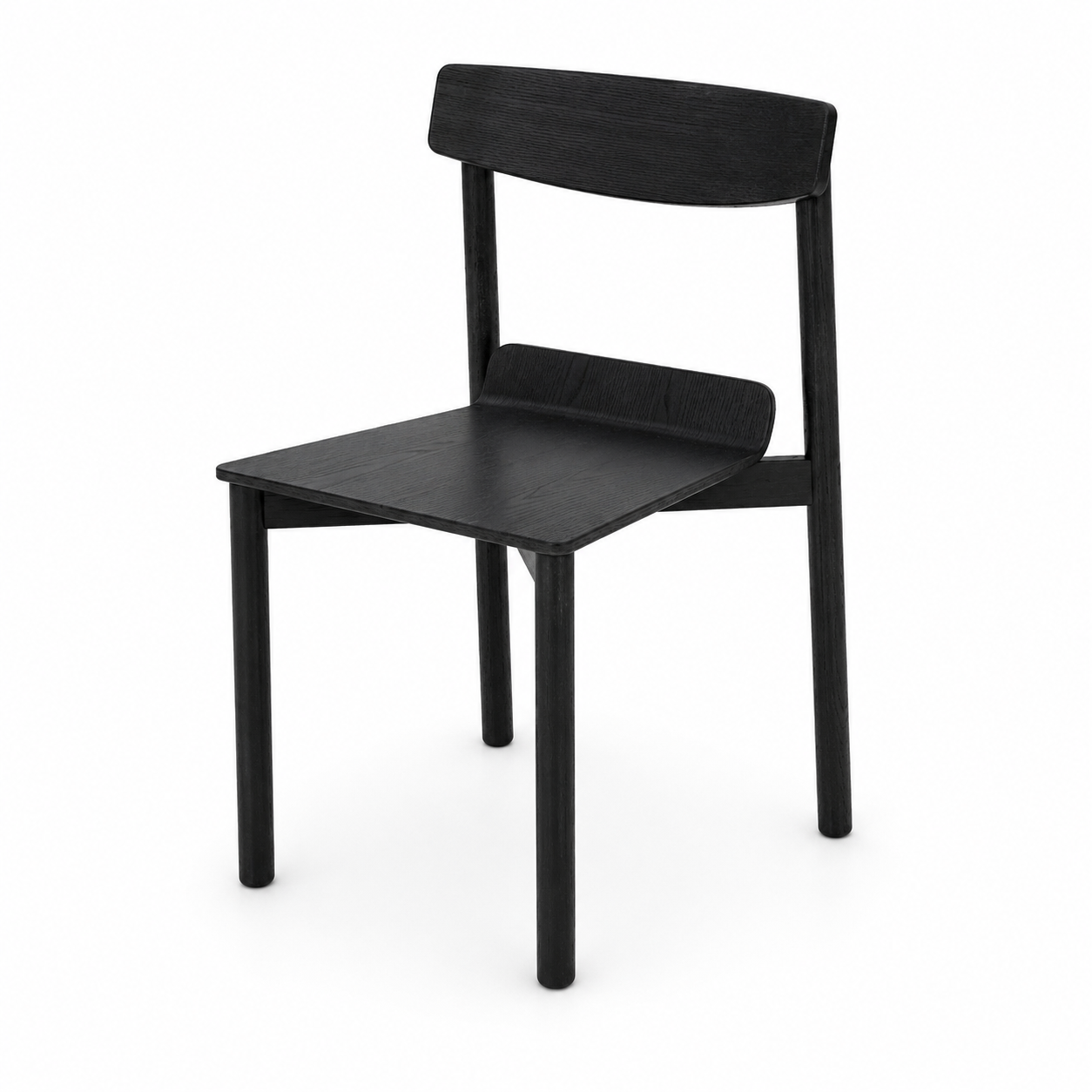 Black Wood Chair – Curved Open Back 3D Model 3