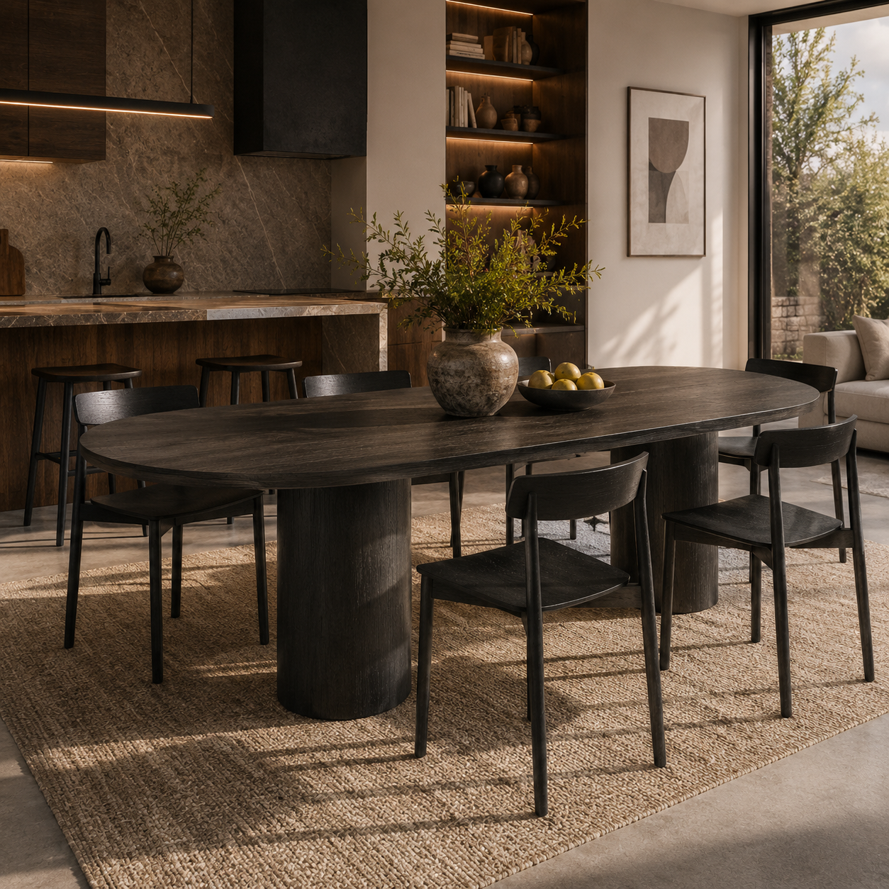 Black Wood Chair – Curved Open Back 3D Model 4