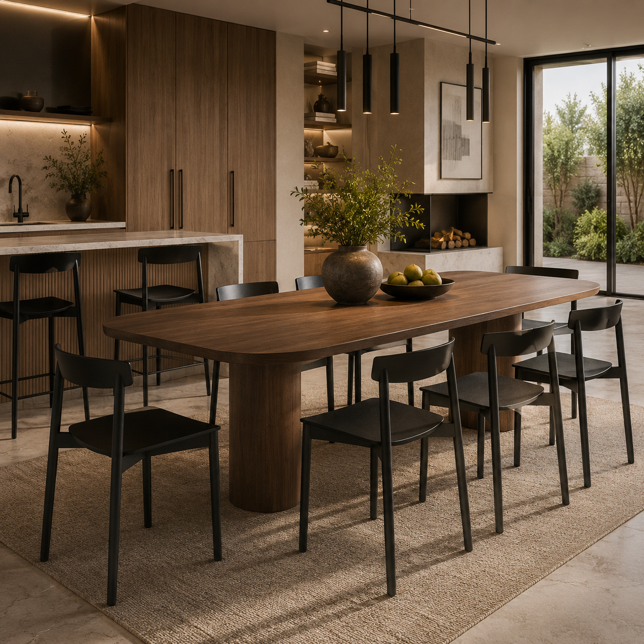 Black Wood Chair – Curved Open Back 3D Model 2