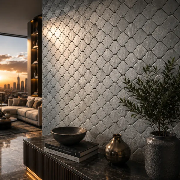 Hexagonal Gray Stone Texture back