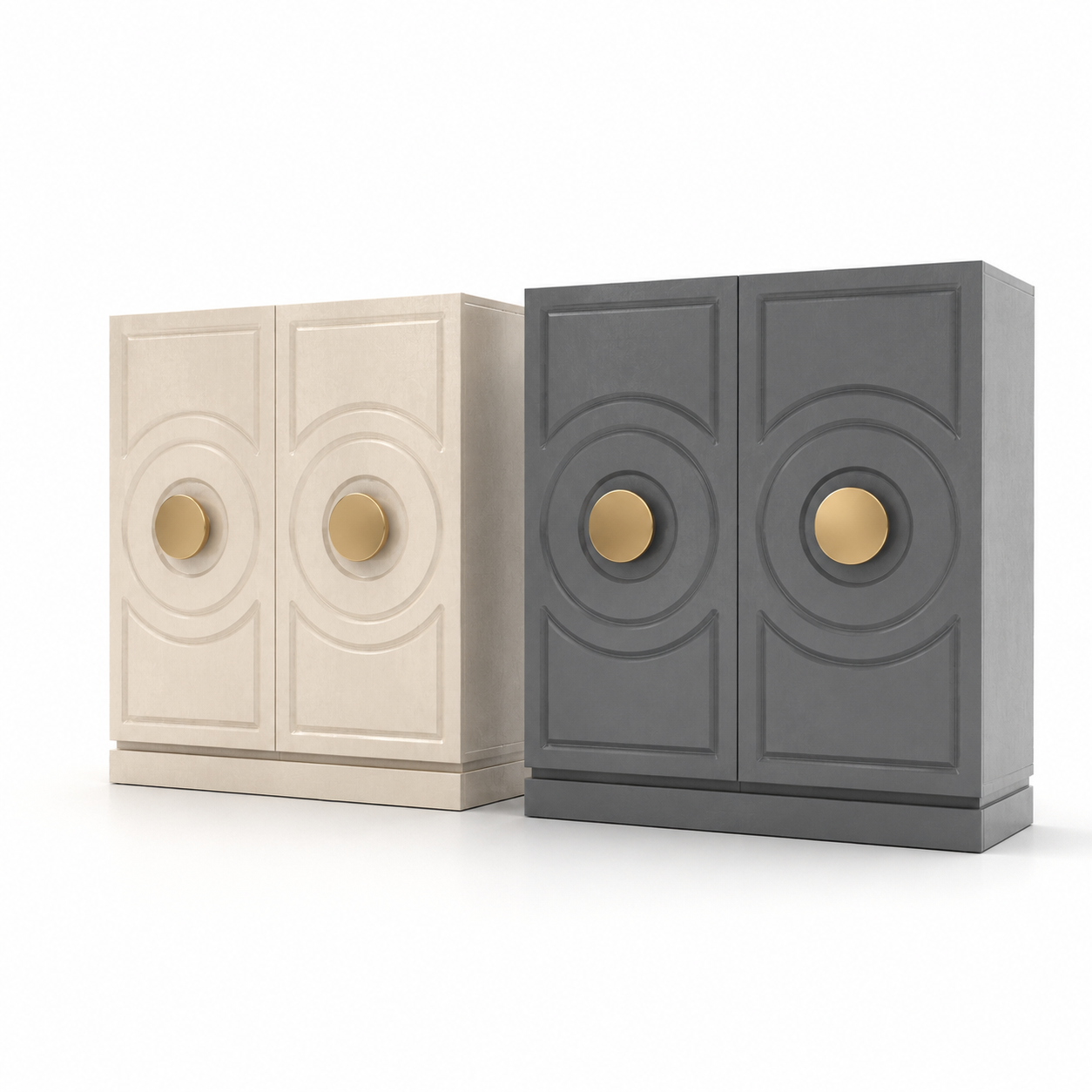 Concentric Circle Cabinet – Beige & Charcoal 3D Model 3