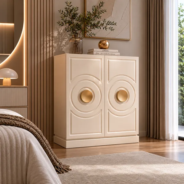 Concentric Circle Cabinet – Beige & Charcoal 3D Model back