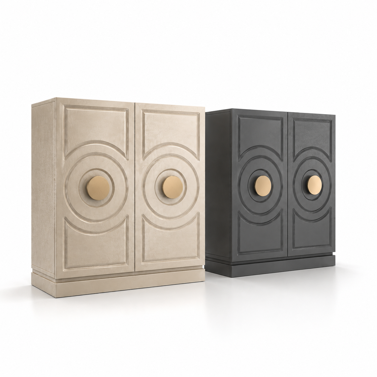 Concentric Circle Cabinet – Beige & Charcoal 3D Model 1