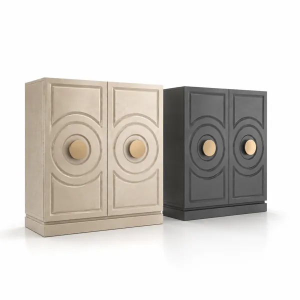 Concentric Circle Cabinet – Beige & Charcoal 3D Model