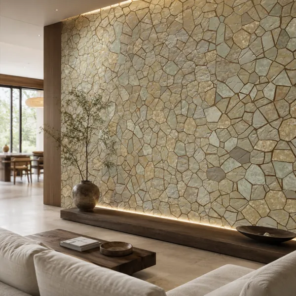 Beige Irregular Stone Mosaic Texture back