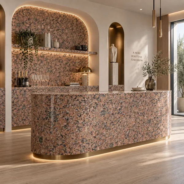 Warm Pink Speckled Crystal Marble Texture back