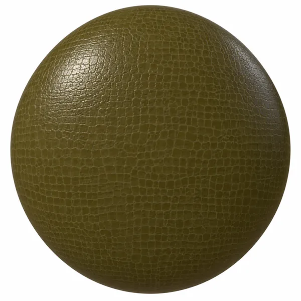 Olive Green Crocodile Grain Leather Texture