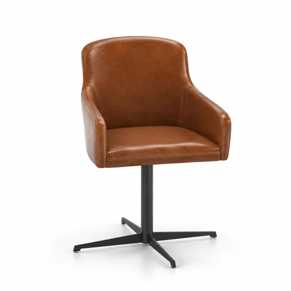 Cognac Brown Leather Office Armchair 3D Model