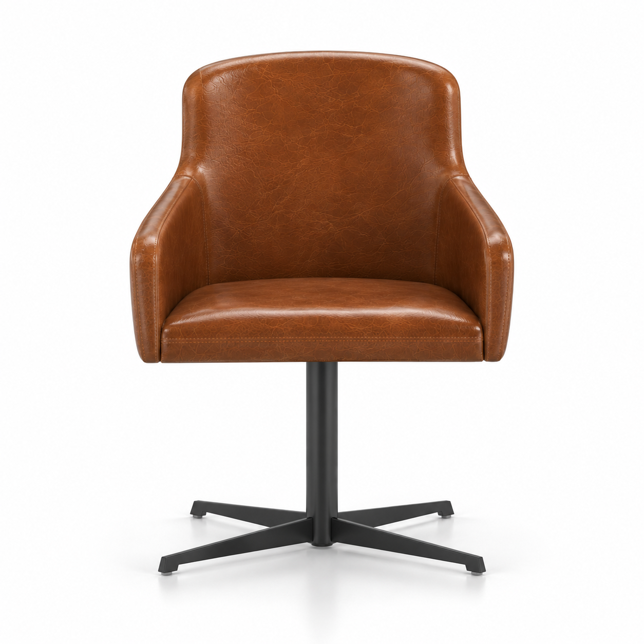 Cognac Brown Leather Office Armchair 3D Model 3