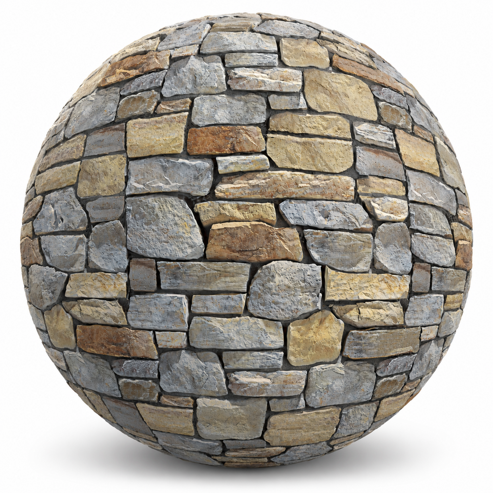 Gray Beige Mixed Rough Stone Wall 1