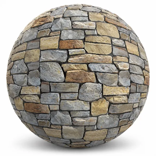 Gray Beige Mixed Rough Stone Wall