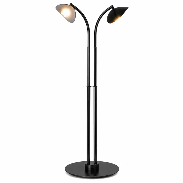 Black Twin-Arc Street Light – Flared Dish Shades 3D Model