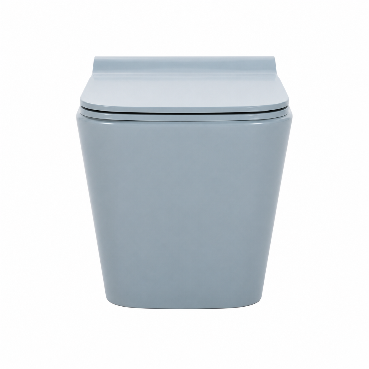 Powder Blue Compact Toilet – Soft Square Form 3D Model 3