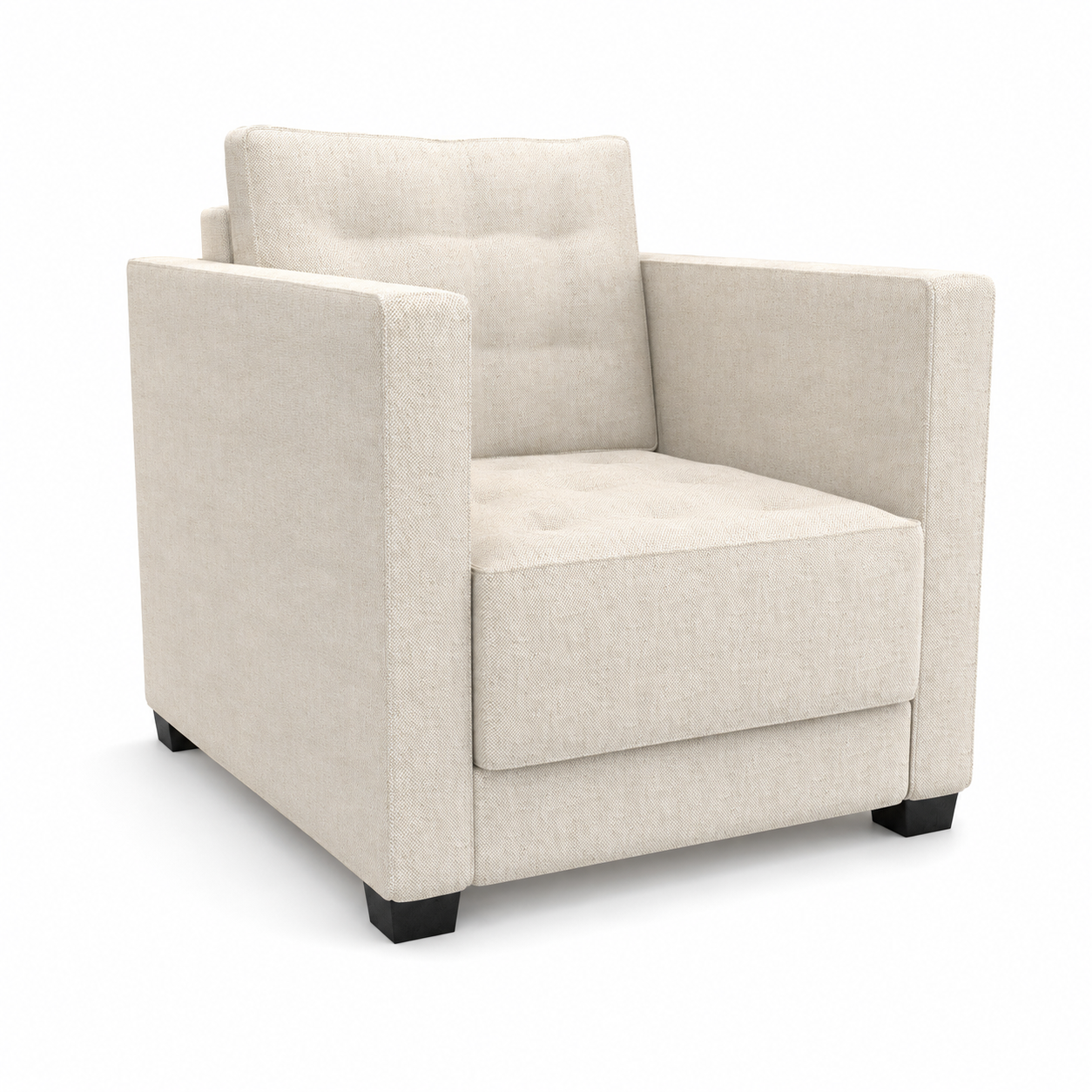 Ivory Linen Armchair with Box Arms 3D Model