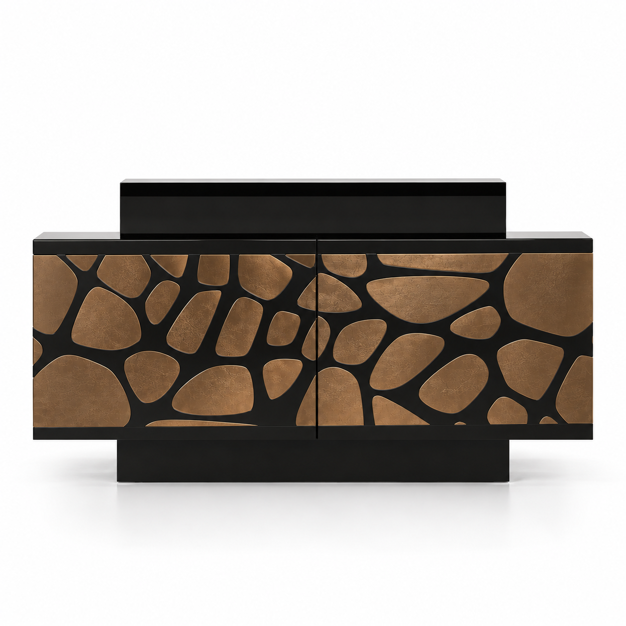 Black and Bronze Geometric Office Credenza 3D Model 3