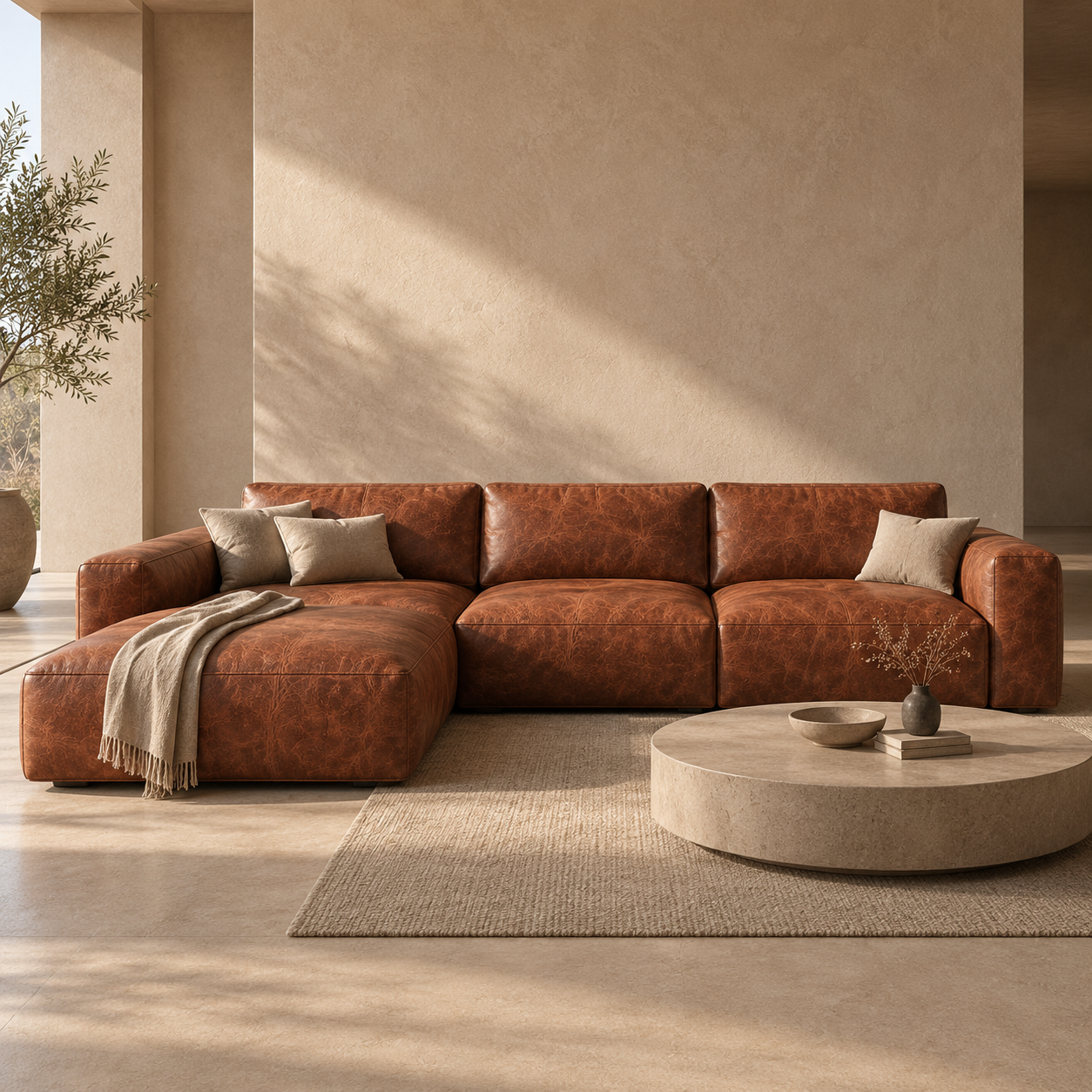 Burnished Cognac Veined Leather Texture 2