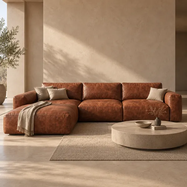 Burnished Cognac Veined Leather Texture back