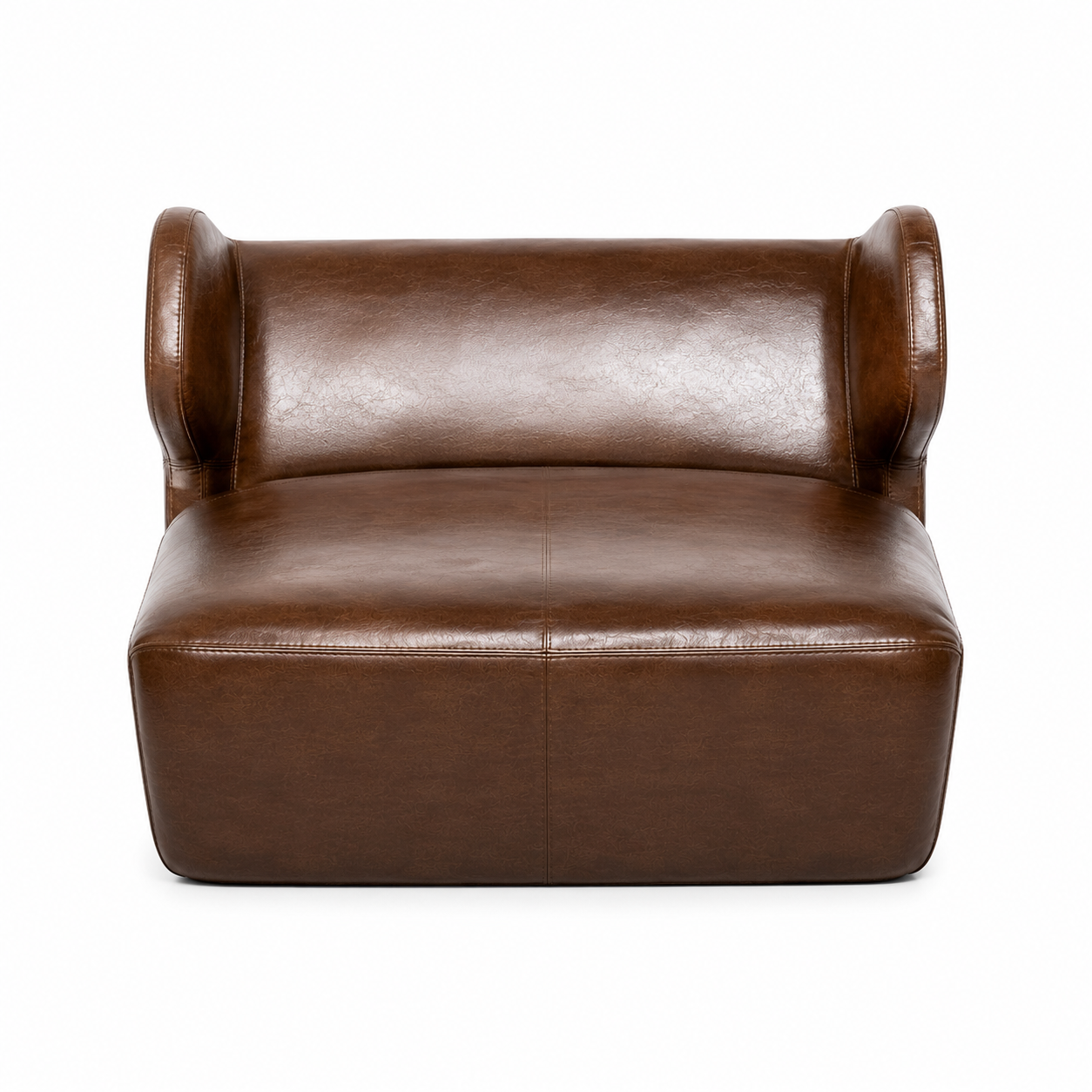 Brown Curved Leather Lounge Chair 3D Model 3