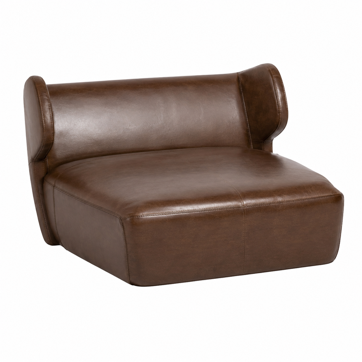 Brown Curved Leather Lounge Chair 3D Model 1