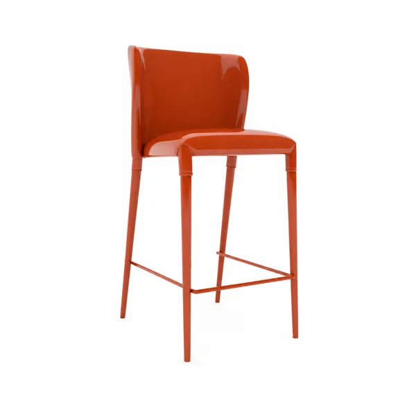 Glossy Burnt Orange Plastic Bar Stool 3D Model
