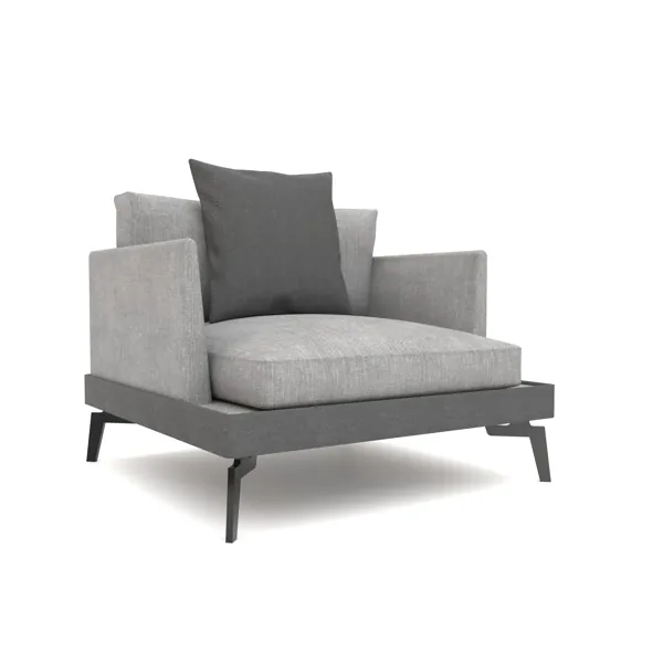 Light Gray Armchair with Dark Platform Frame 3D Model