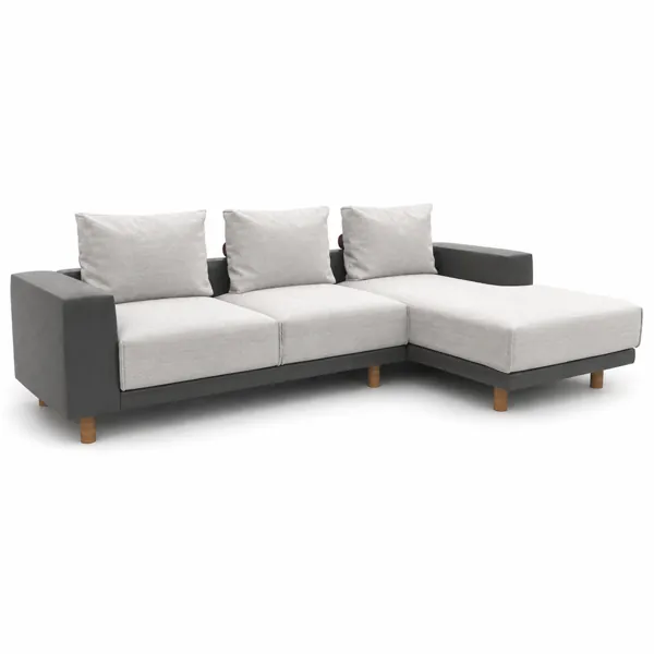 Off-White & Charcoal L-Shaped Chaise Sofa 3D Model