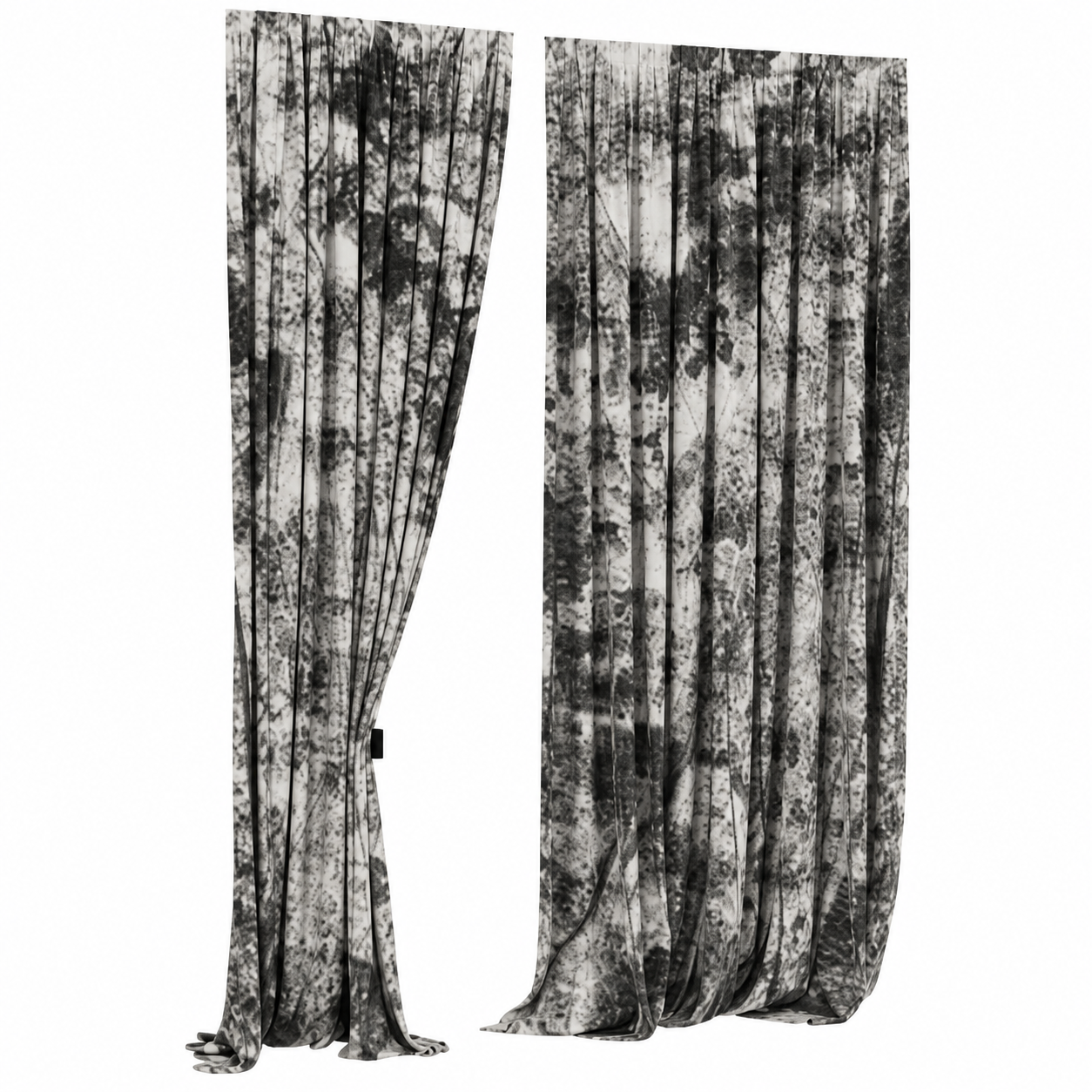 Black and White Abstract Drapery Curtain 3D Model 1